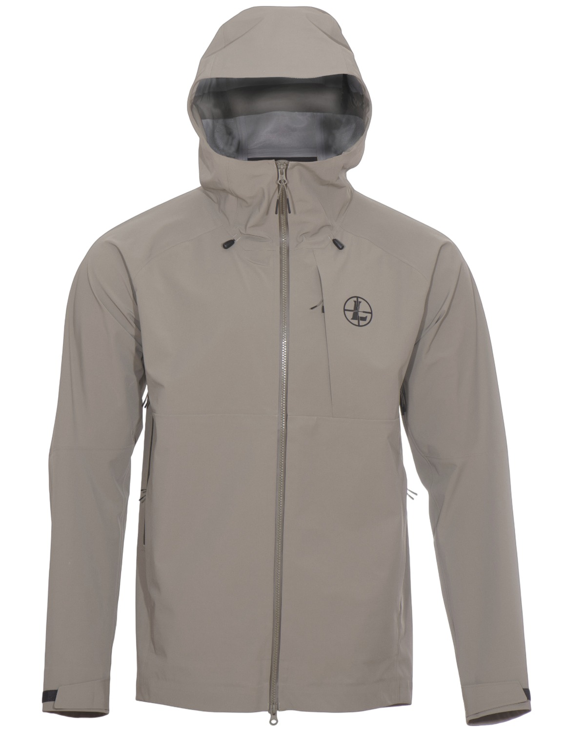 Beige hooded zip-up lightweight jacket front view