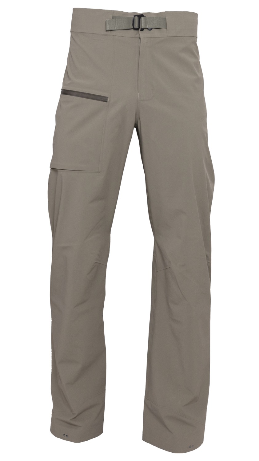 Beige outdoor hiking pants with belt and zip pocket