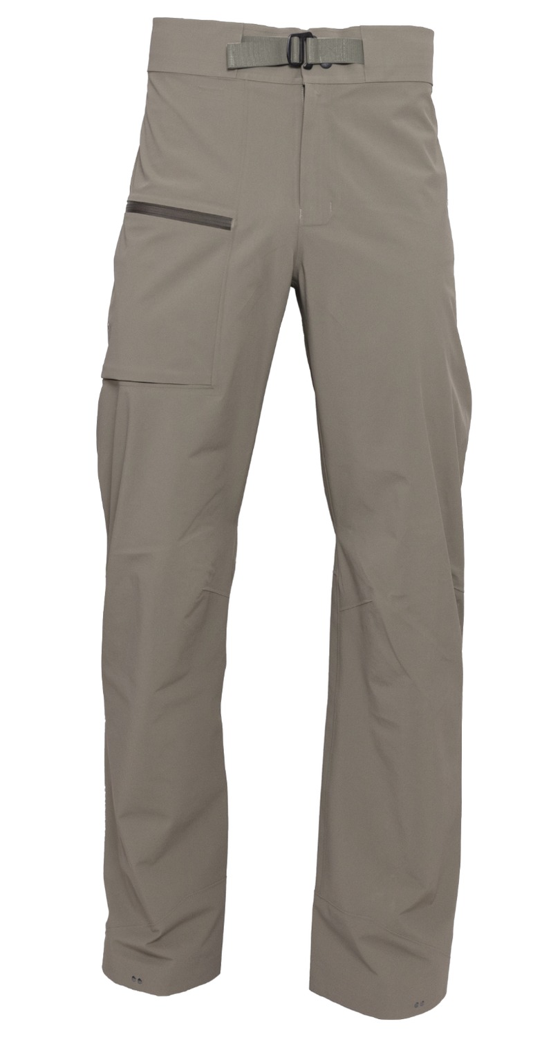 Beige outdoor pants with belt and zip pocket