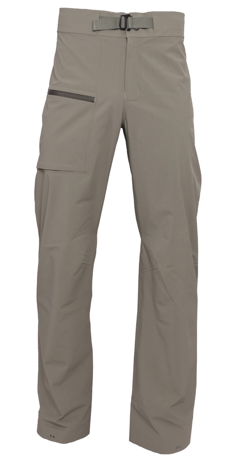 Beige outdoor pants with belt and zip pocket