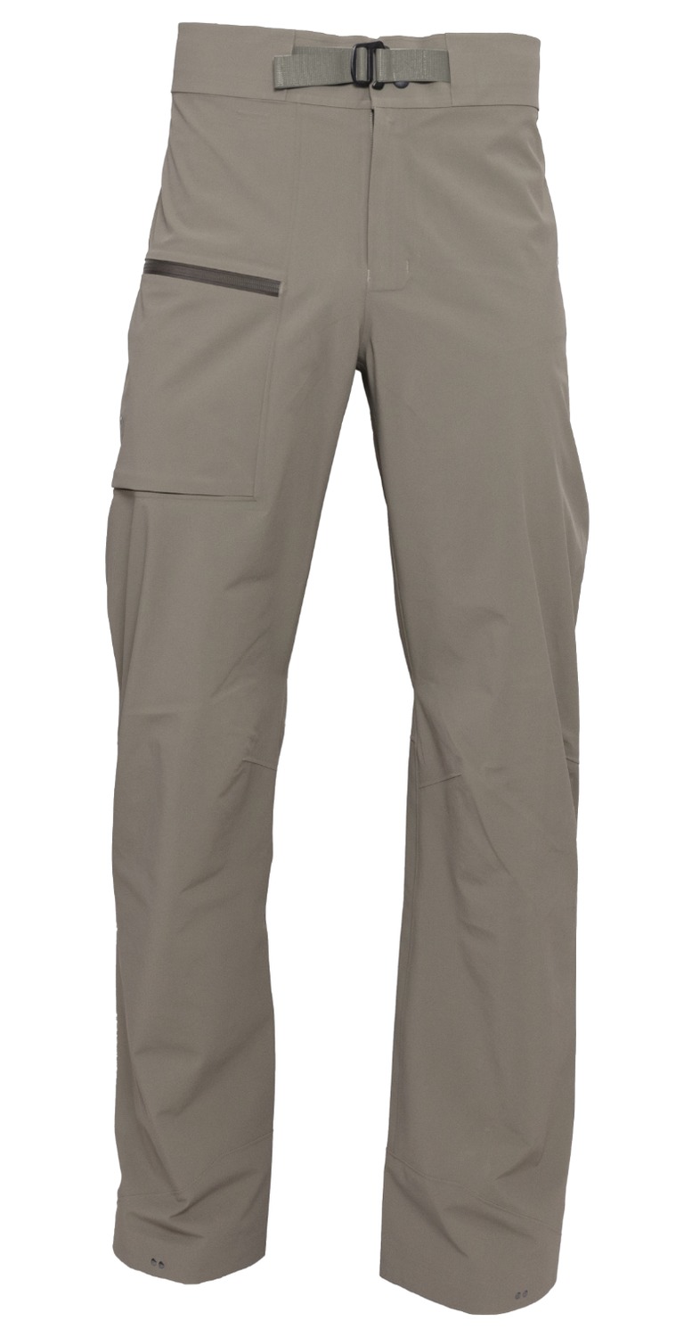 Beige outdoor pants with belt and zip pocket