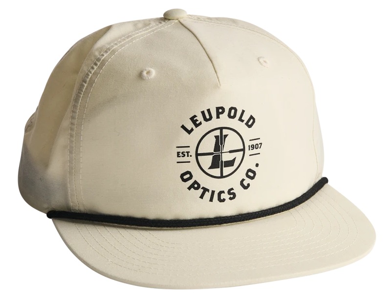 Beige Leupold Optics Co. logo baseball cap