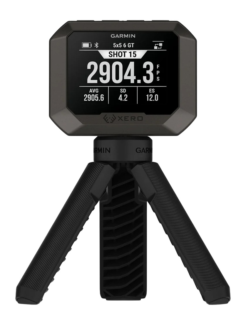 Garmin Xero shooting display on tripod