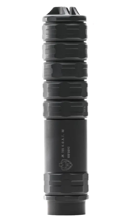 Black tactical flashlight with ridged grip