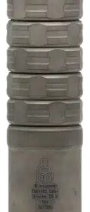 Gray rugged cylindrical water bottle with grip design
