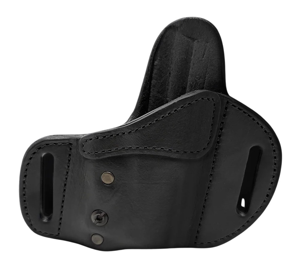 Black leather concealed carry handgun holster