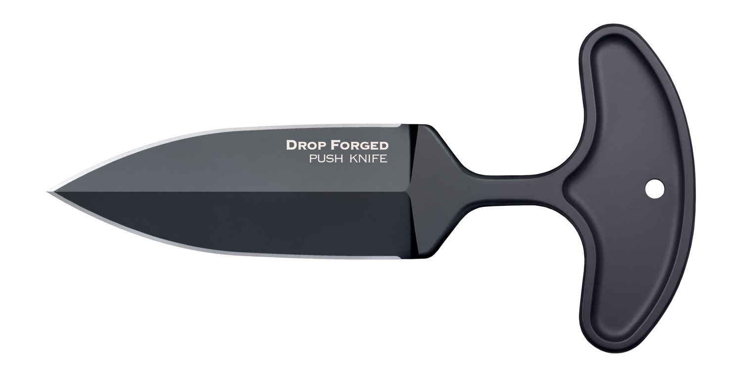 Black drop-forged push knife with T-handle