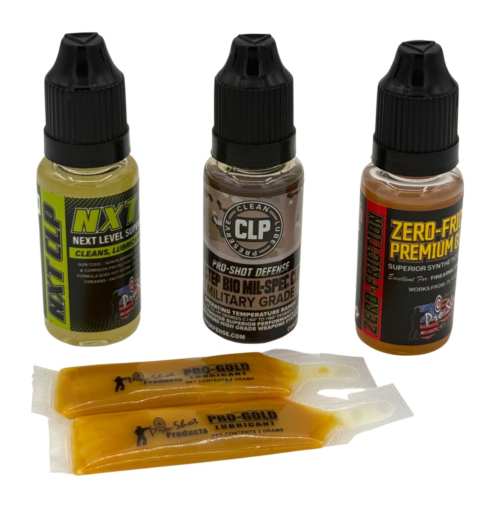 Firearm cleaning oils and lubricant packets