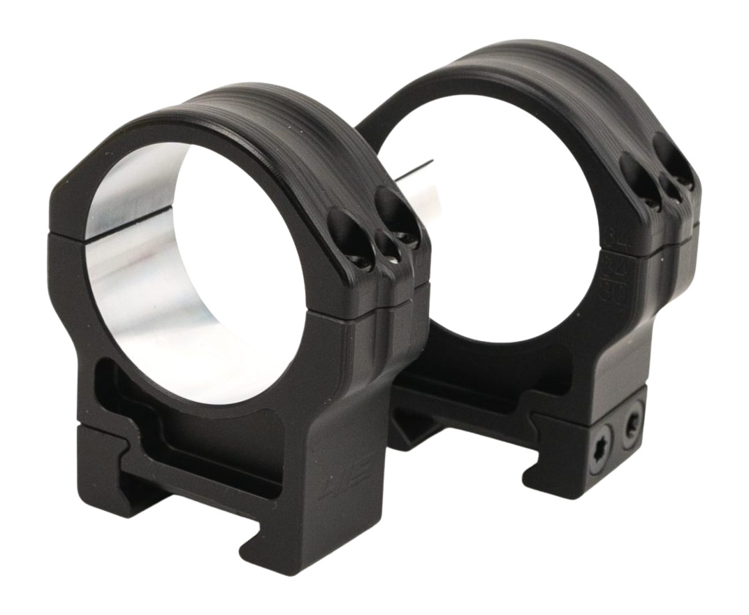 Black scope rings for mounting firearm optics