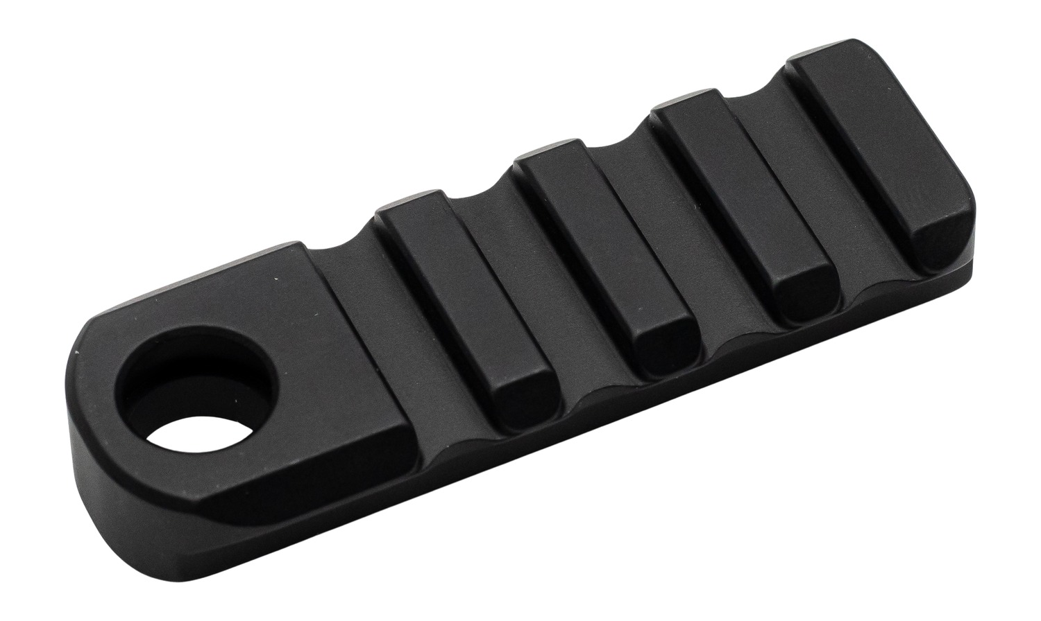 Black metal Picatinny rail mount section