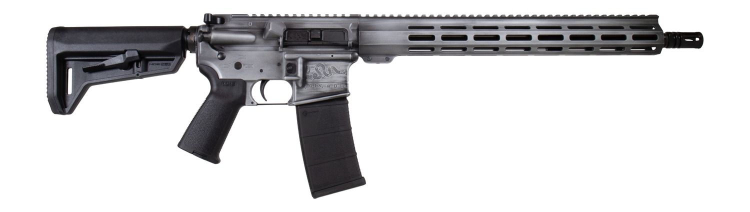 Modern semi-automatic rifle with black and gray finish