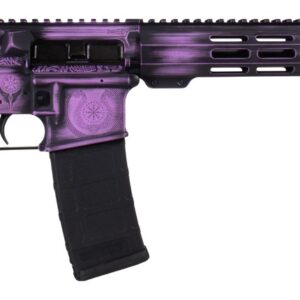 Purple and black AR-15 style rifle
