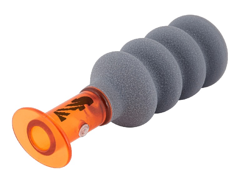 Segmented gray foam massage toy with orange base