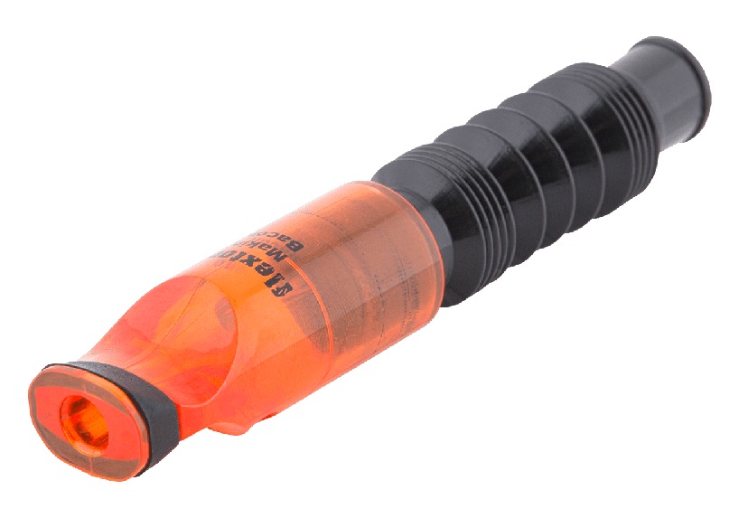 Orange and black handheld flashlight device