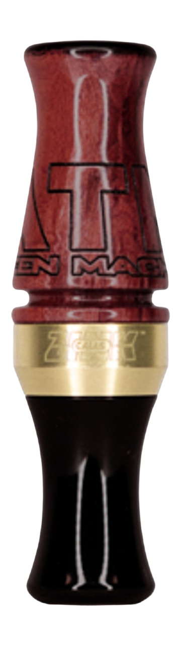 Red and black wooden duck call