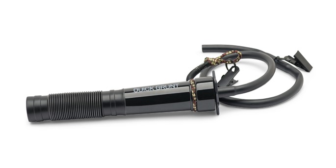 Black Quick Grunt hand pump with hose attachment