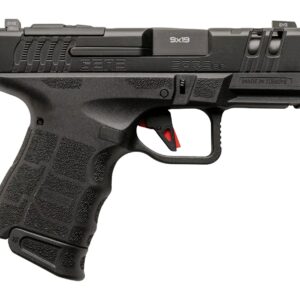 Black 9mm semi-automatic handgun on white background