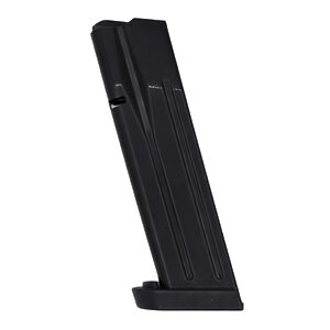 Black handgun magazine on white background
