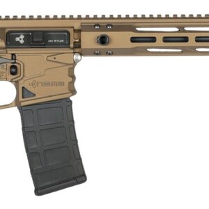 Tan and black AR-style semi-automatic rifle