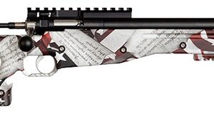 Custom camo bolt-action rifle with suppressor