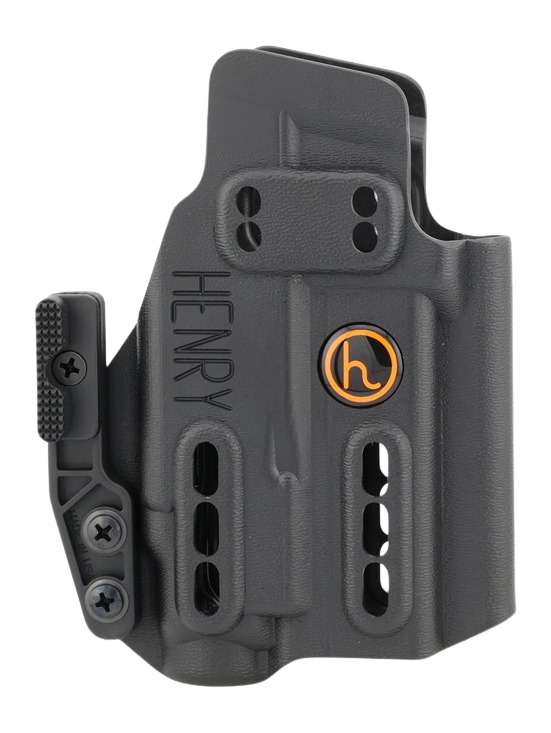 Black Kydex pistol holster with belt clip
