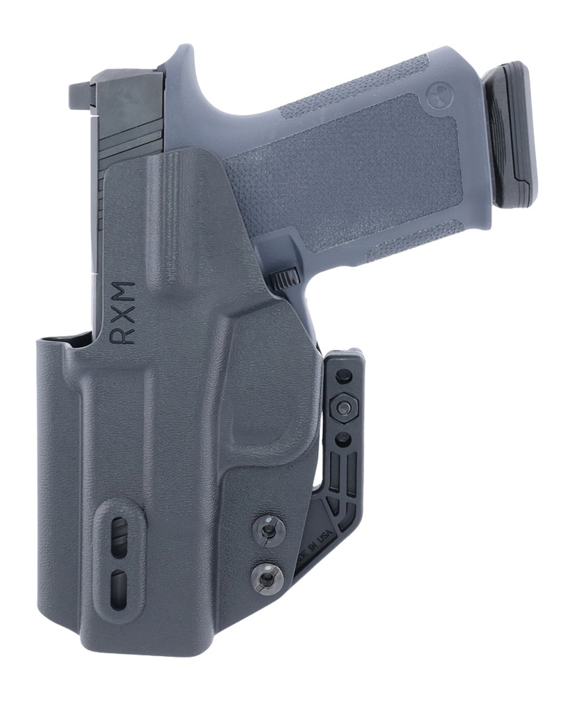 Handgun in gray concealed carry holster