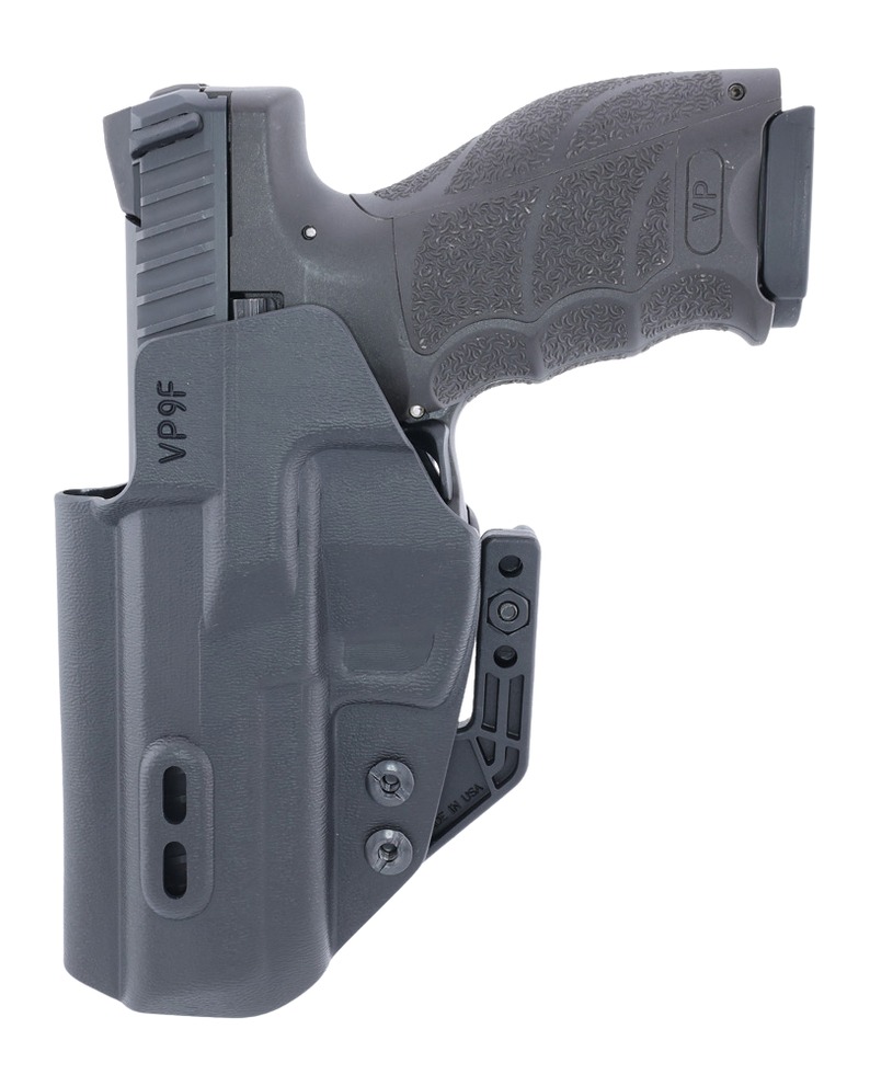 Handgun in gray polymer holster