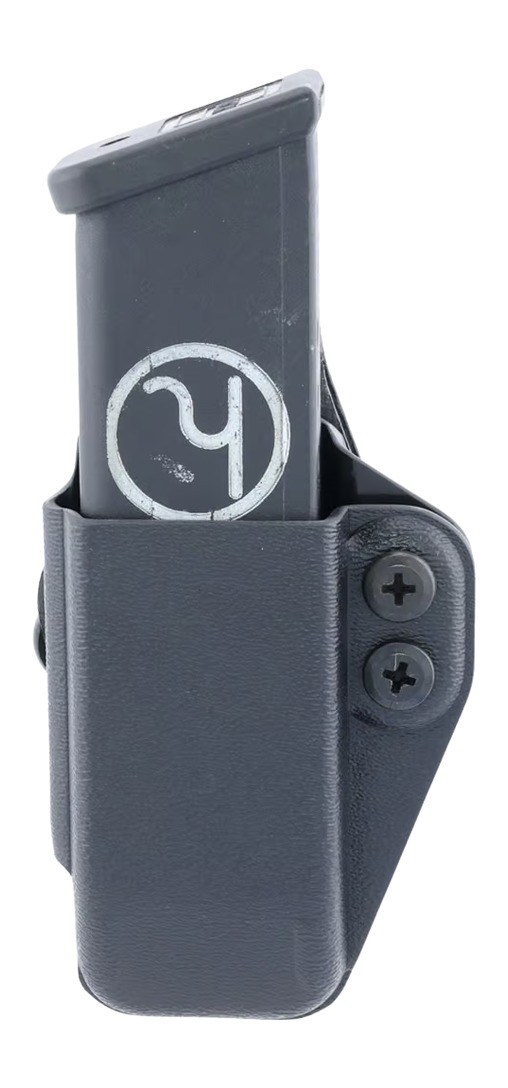 Handgun magazine in black Kydex holster