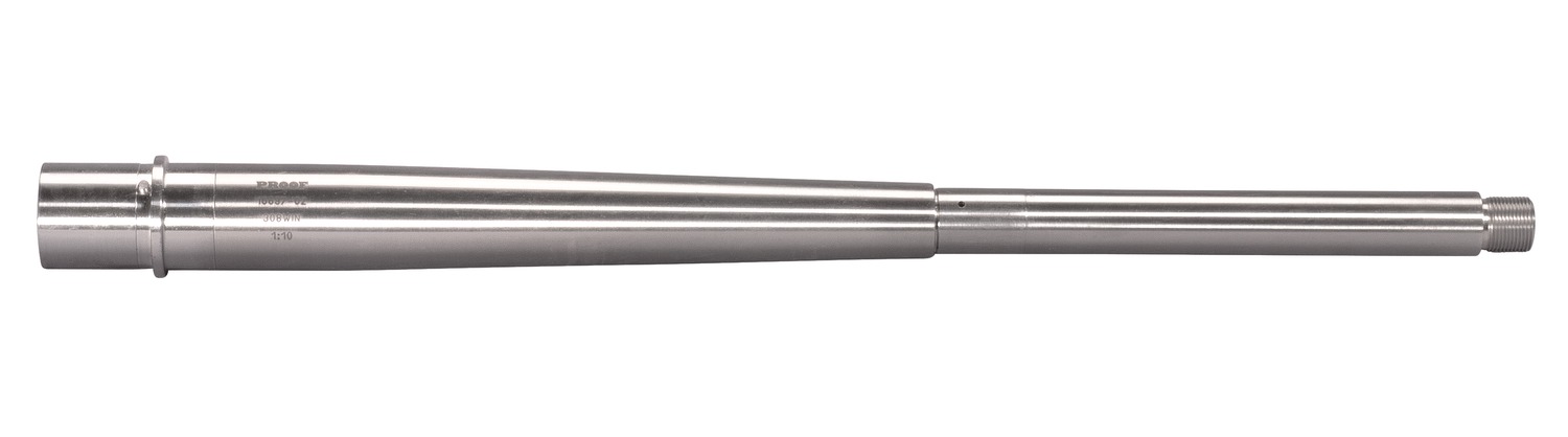 Stainless steel rifle barrel with threaded muzzle