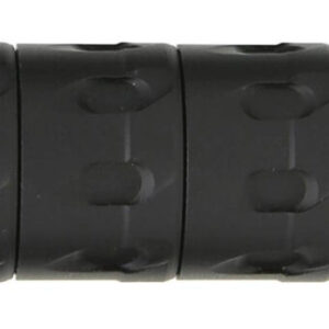 Black textured metal flashlight with silver accent