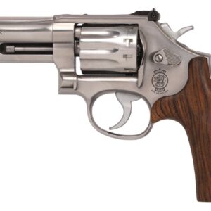 Stainless steel revolver with wooden grip