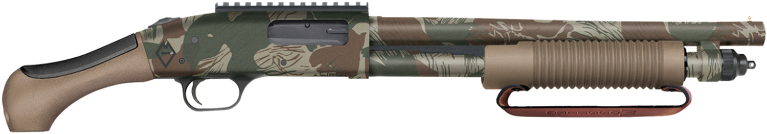 Camouflaged shotgun with tactical features