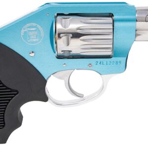 Compact blue revolver with black grip