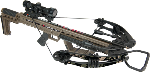 Modern crossbow with scope on white background
