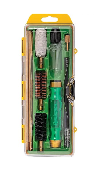 Gun cleaning kit in plastic case