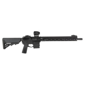 Black modern sporting rifle with optic sight
