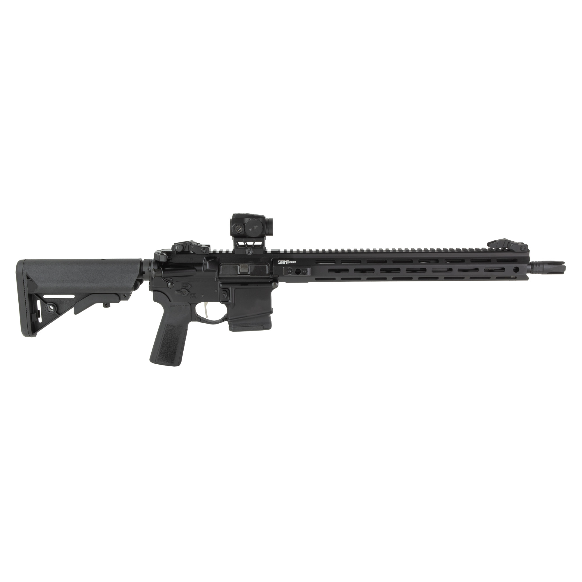 Black modern sporting rifle with optic sight
