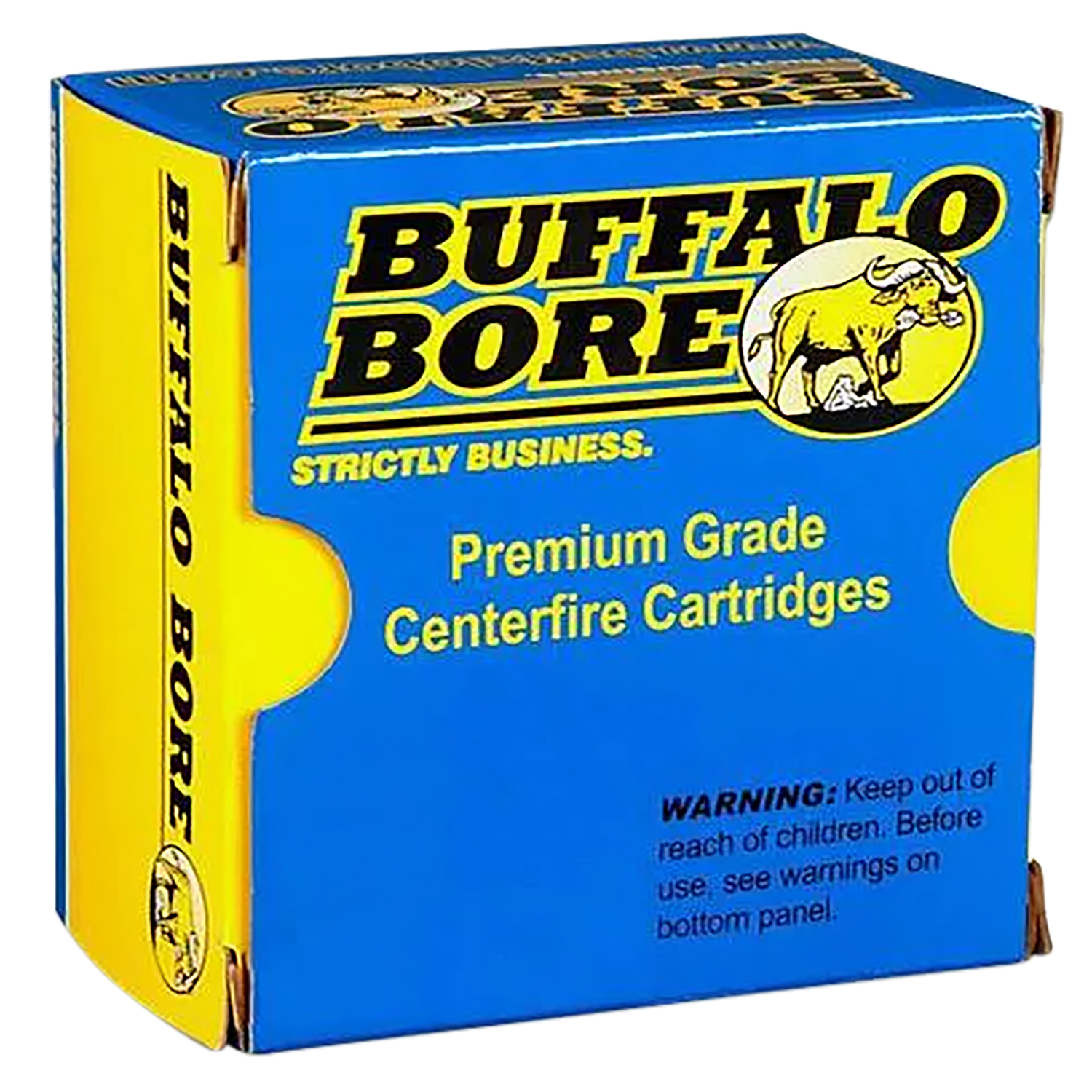 Box of Buffalo Bore centerfire cartridges