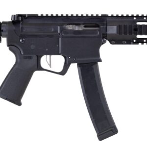 Black semi-automatic rifle isolated on white background