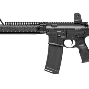Modern tactical rifle displayed on a white background