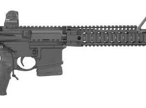 Black tactical rifle on a white background
