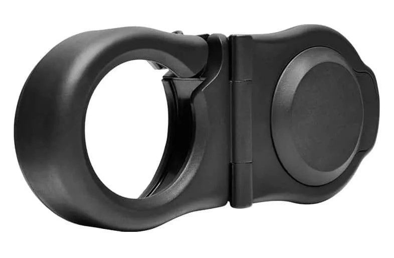 Black plastic hook clip with hinged design