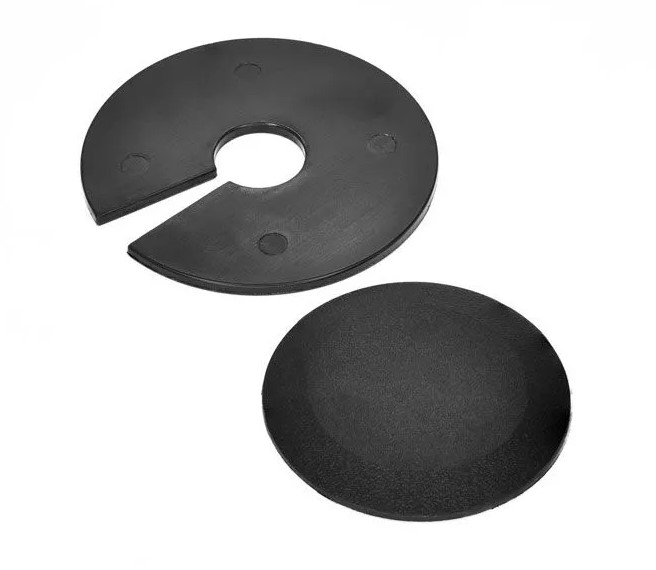 Black plastic split ring and round cap