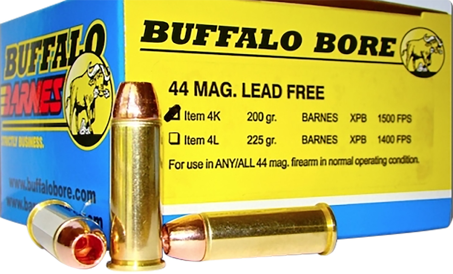 Box of Buffalo Bore .44 Magnum ammunition