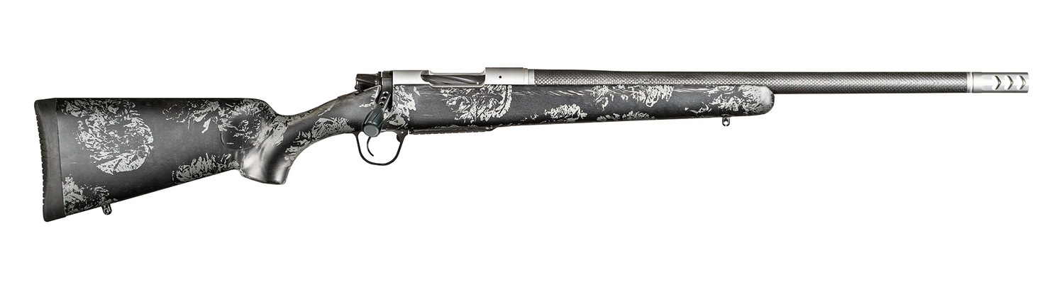 Decorative hunting rifle with intricate design.