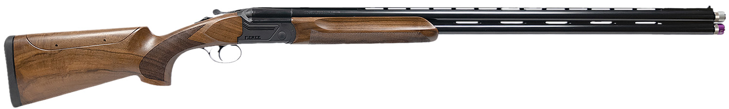 Side view of a double-barreled shotgun.