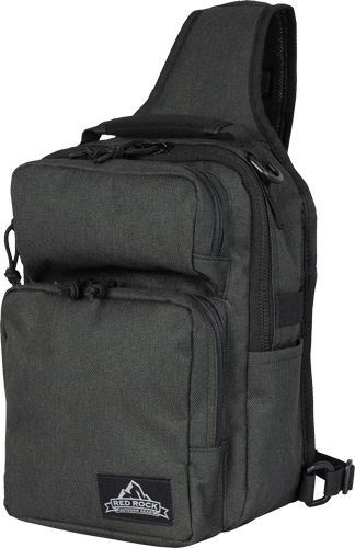 Black tactical sling backpack with multiple compartments