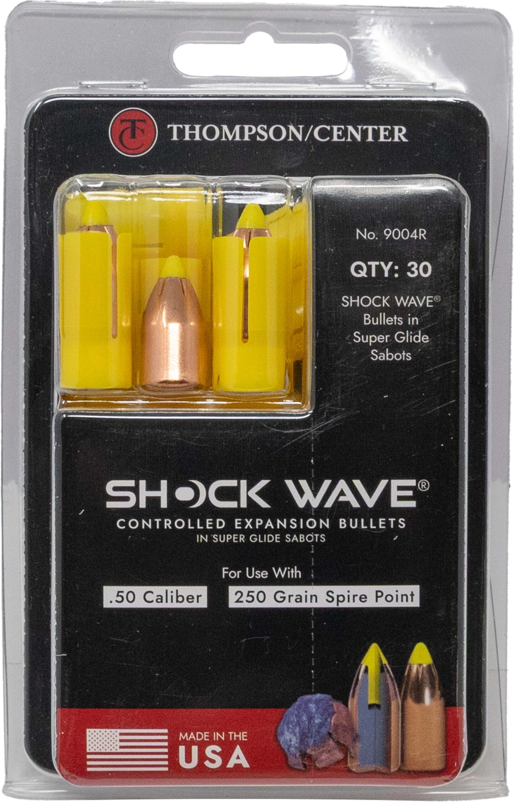 Packaged Thompson/Center Shock Wave .50 caliber bullets