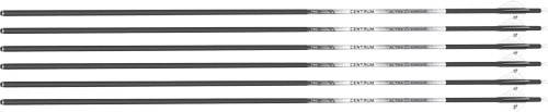 Black golf shafts with white branding text
