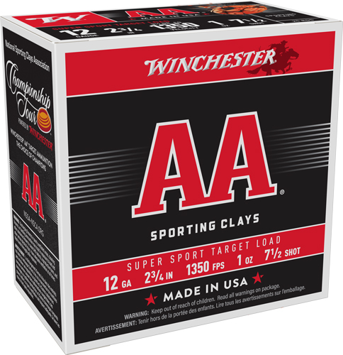 Winchester AA Sporting Clays 12-gauge shotgun shells box